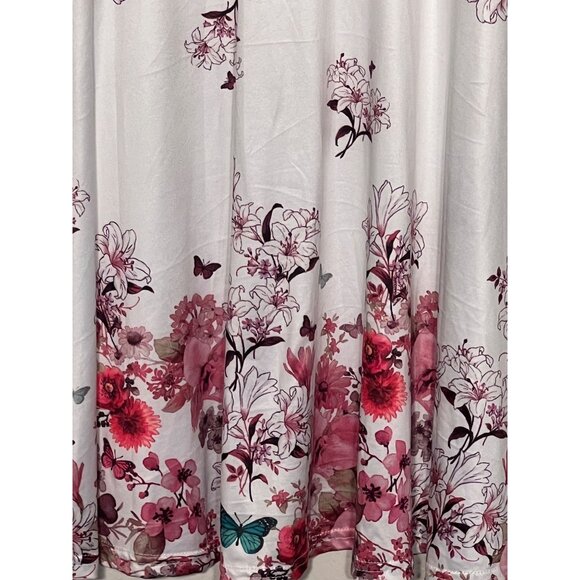 Sleeveless Black & Floral Butterfly Print Stretch Summer Lightweight Dress Large - Picture 8 of 12